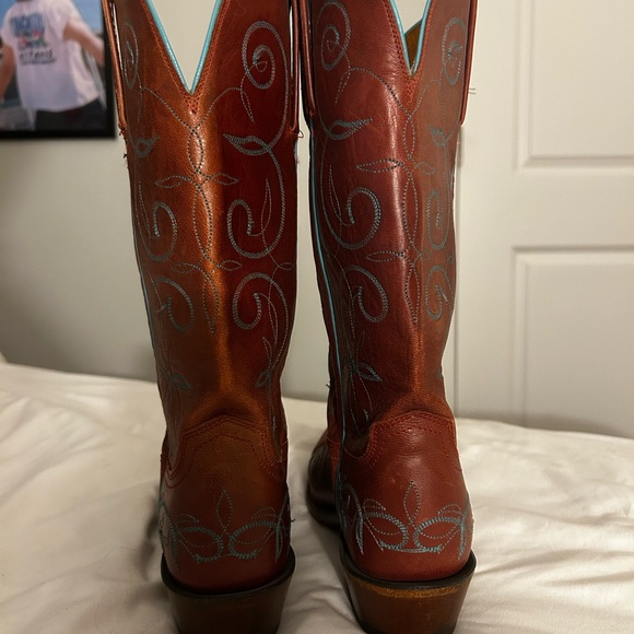 Lucchese Brown and Blue Embroidered Heeled Boots - Picture 7 of 10